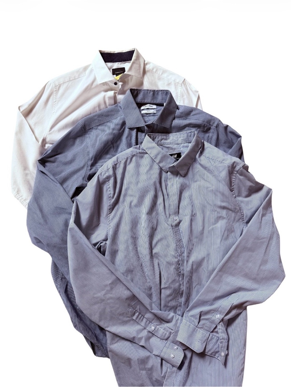 Calvin Klein, H&M, Apt 9 Men's Dress Shirts - White & Blue Variety Pack L Slim
